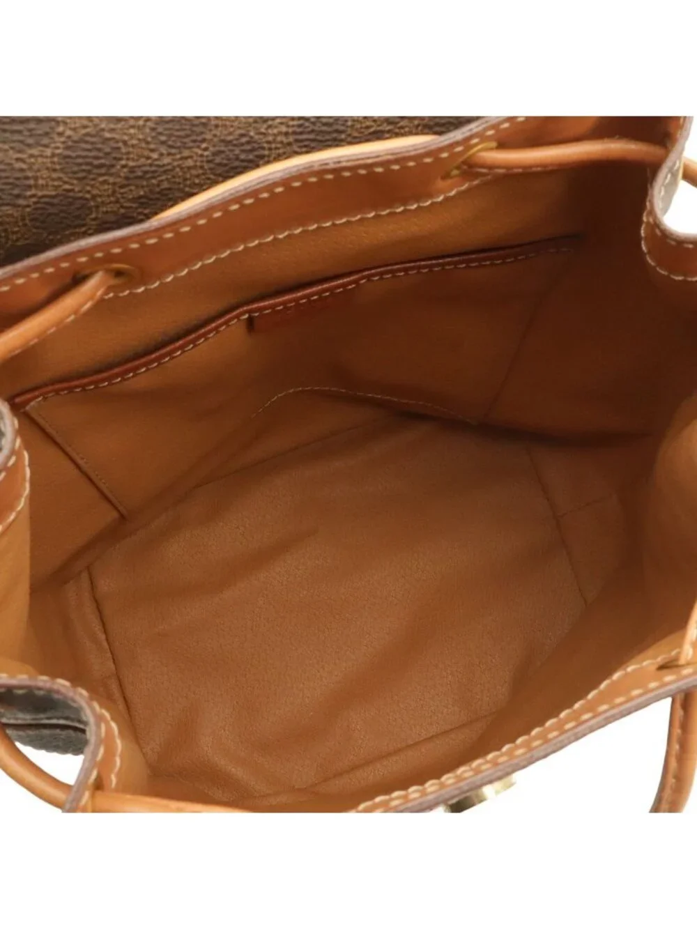 Celine Macadam Backpack Leather Beige Dark Brown Gold